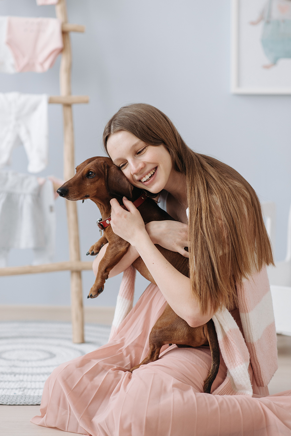 Girl Hugging Dog